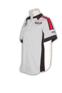 R062 訂造車隊恤衫 設計香港車隊恤衫 肩帶 雙胸袋 短袖恤衫點襯 車隊衫製造商